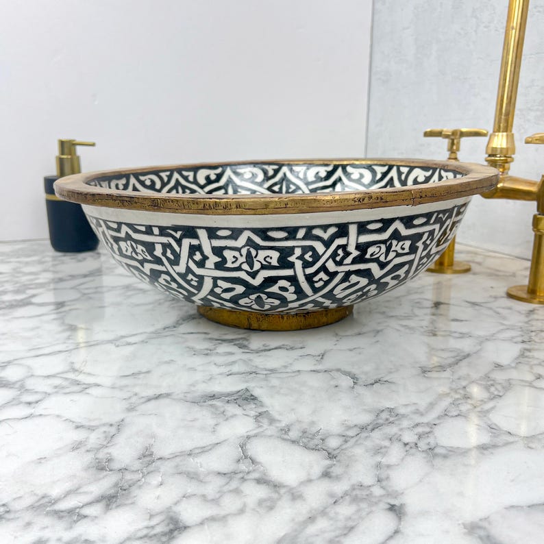 Moroccan Sink with brass rim #55G