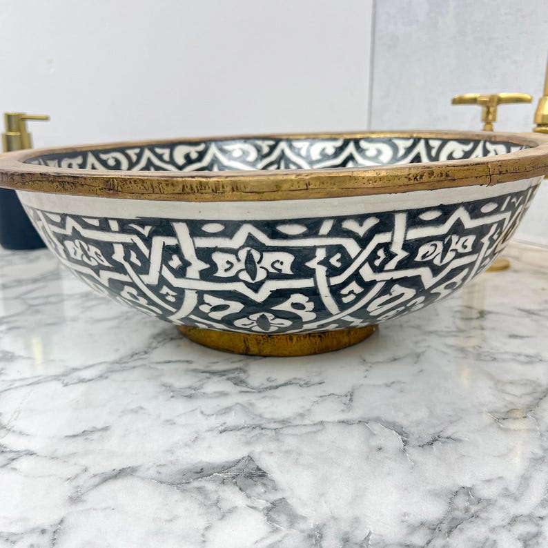 Moroccan Sink with brass rim #55G