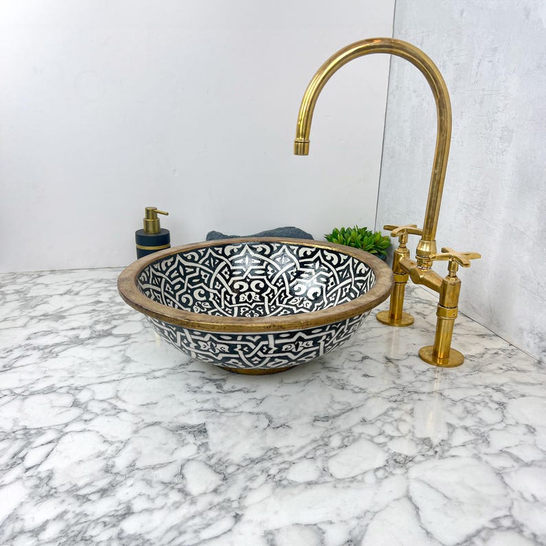 Moroccan Sink with brass rim #55G