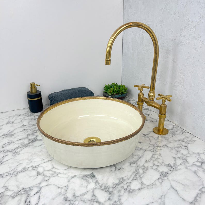 Moroccan Sink with brass rim #55H