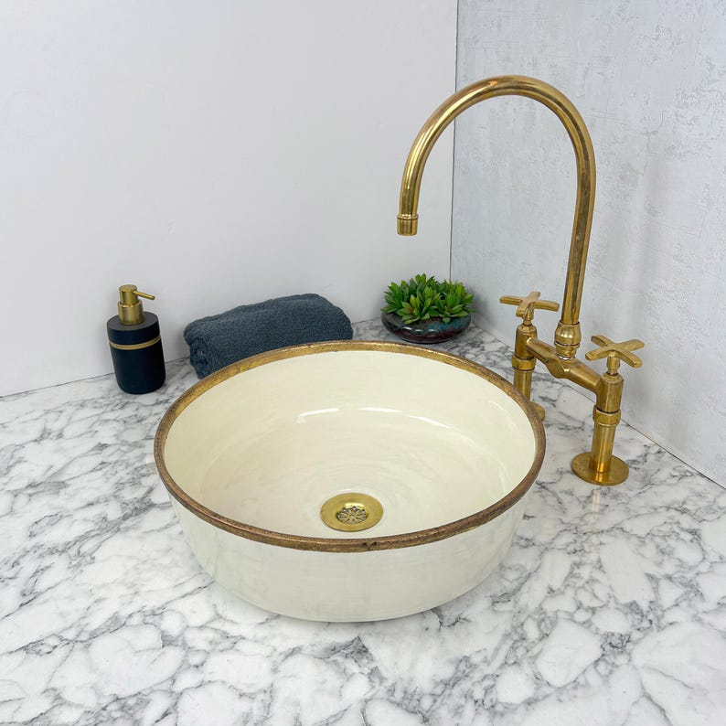 Moroccan Sink with brass rim #55H