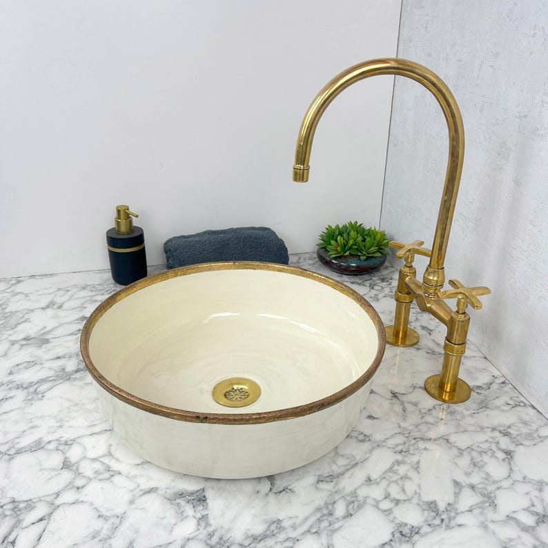 Moroccan Sink with brass rim #55H