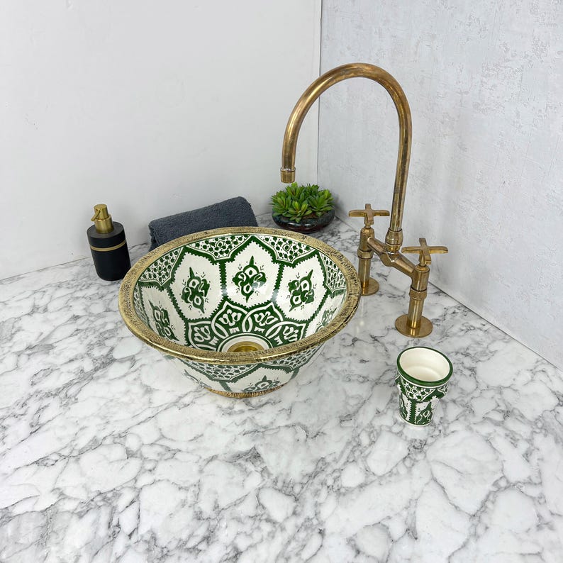 Moroccan Sink with brass rim #55J