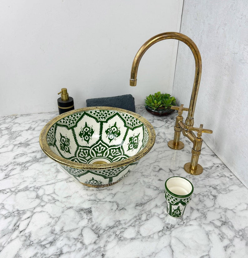 Moroccan Sink with brass rim #55J