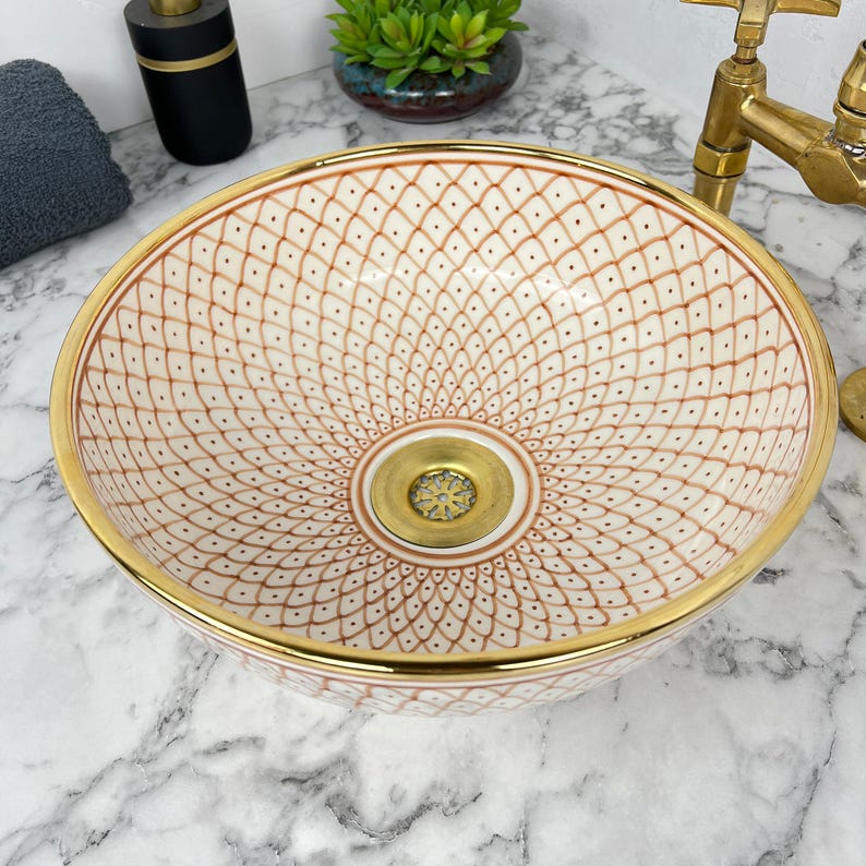 Royal Moroccan Sink - 14k golden rim #53E