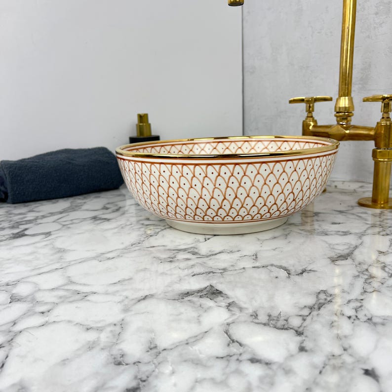 Royal Moroccan Sink - 14k golden rim #53E