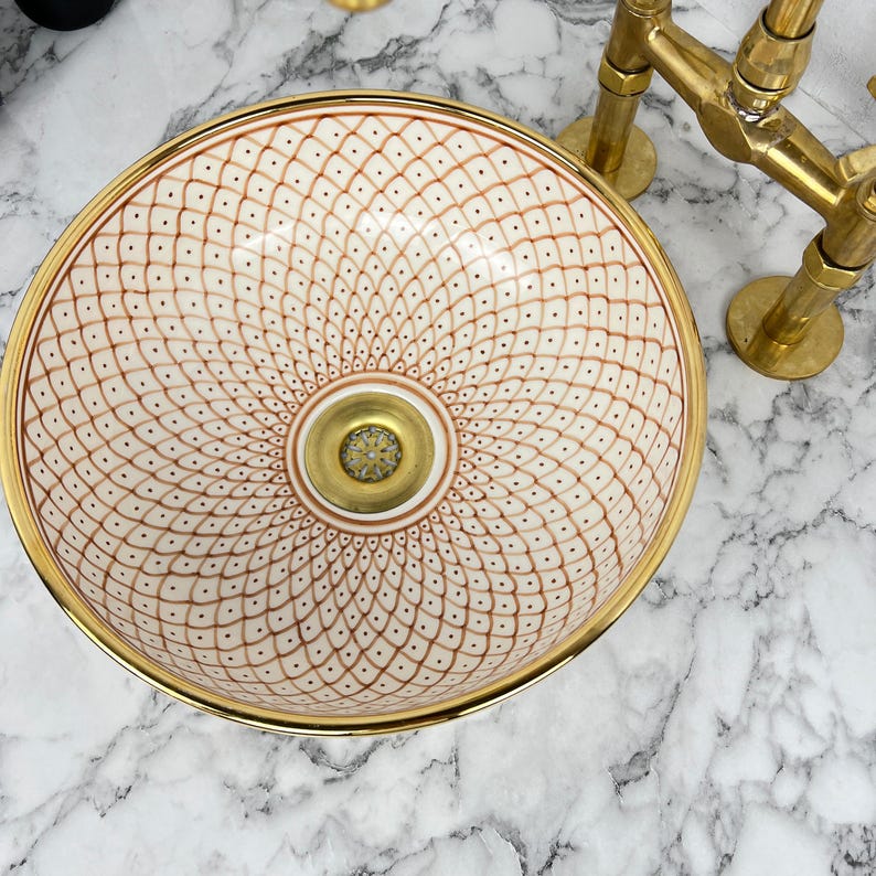 Royal Moroccan Sink - 14k golden rim #53E