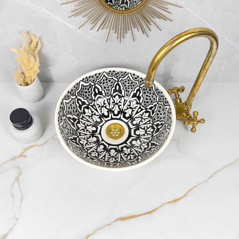 Marokkanisches Keramikwaschbecken im orientalischen Stil #284