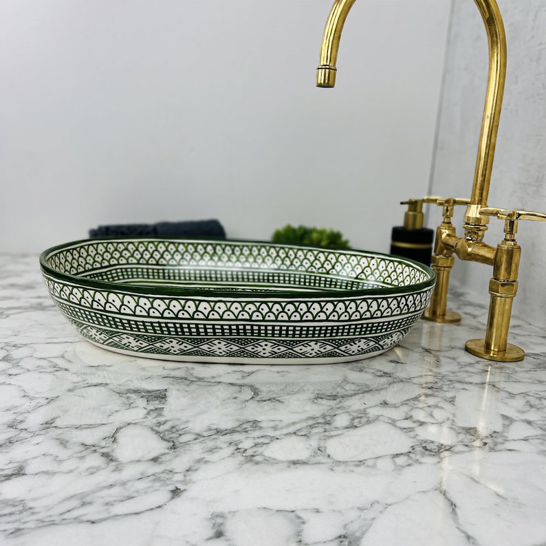 Marokkanisches ovales Keramikwaschbecken im orientalischen Stil #203