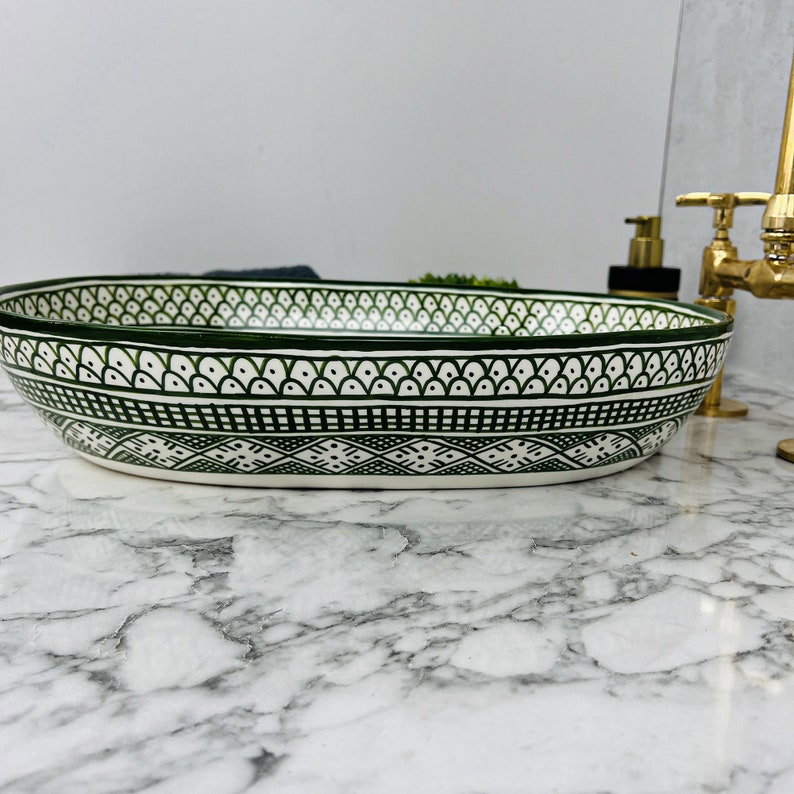 Marokkanisches ovales Keramikwaschbecken im orientalischen Stil #203
