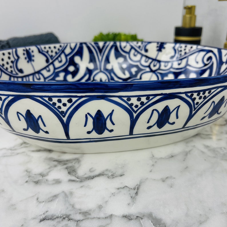 Marokkanisches ovales Keramikwaschbecken im orientalischen Stil #206