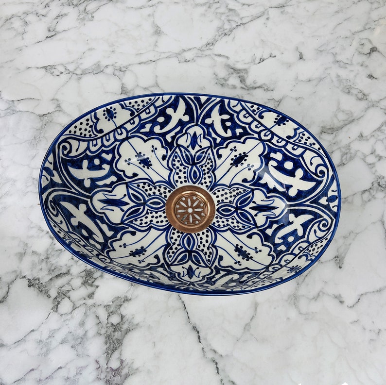Marokkanisches ovales Keramikwaschbecken im orientalischen Stil #206