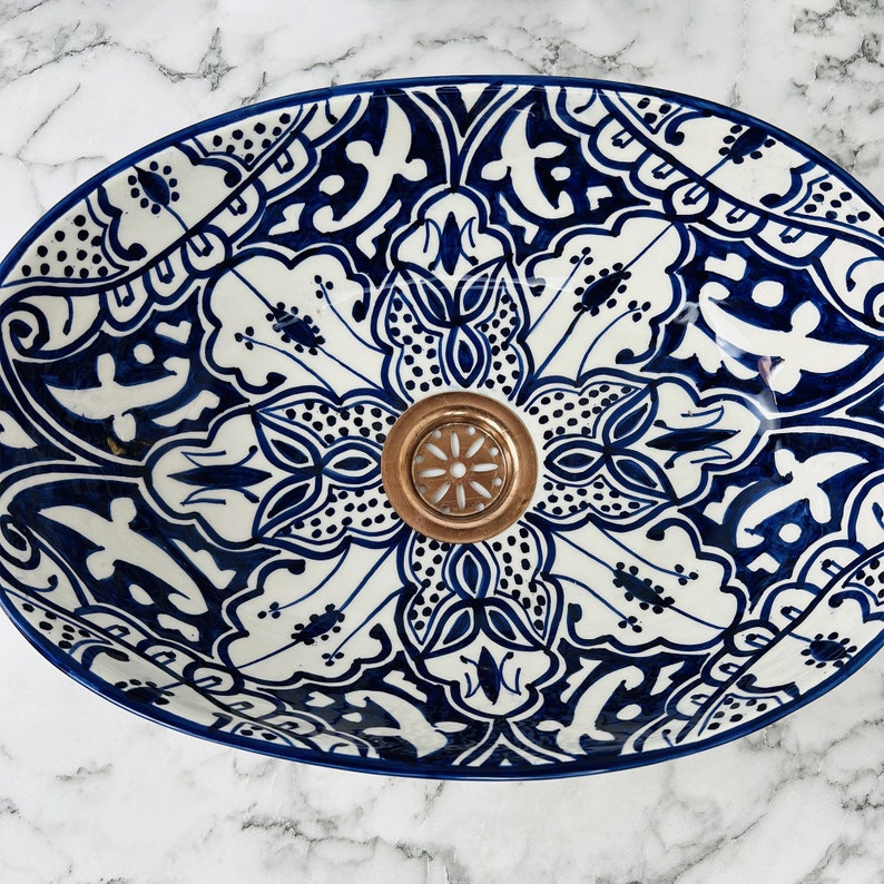 Marokkanisches ovales Keramikwaschbecken im orientalischen Stil #206