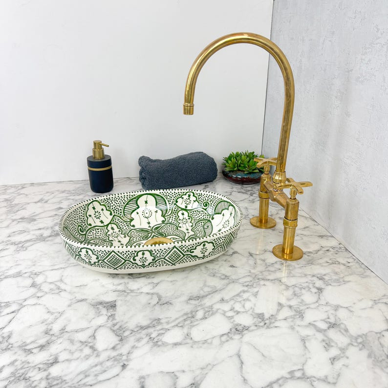 Marokkanisches ovales Keramikwaschbecken im orientalischen Stil #208