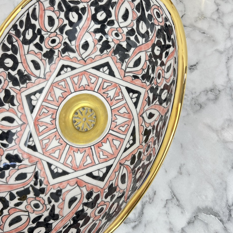Marokkanisches ovales Keramikwaschbecken im orientalischen Stil #209