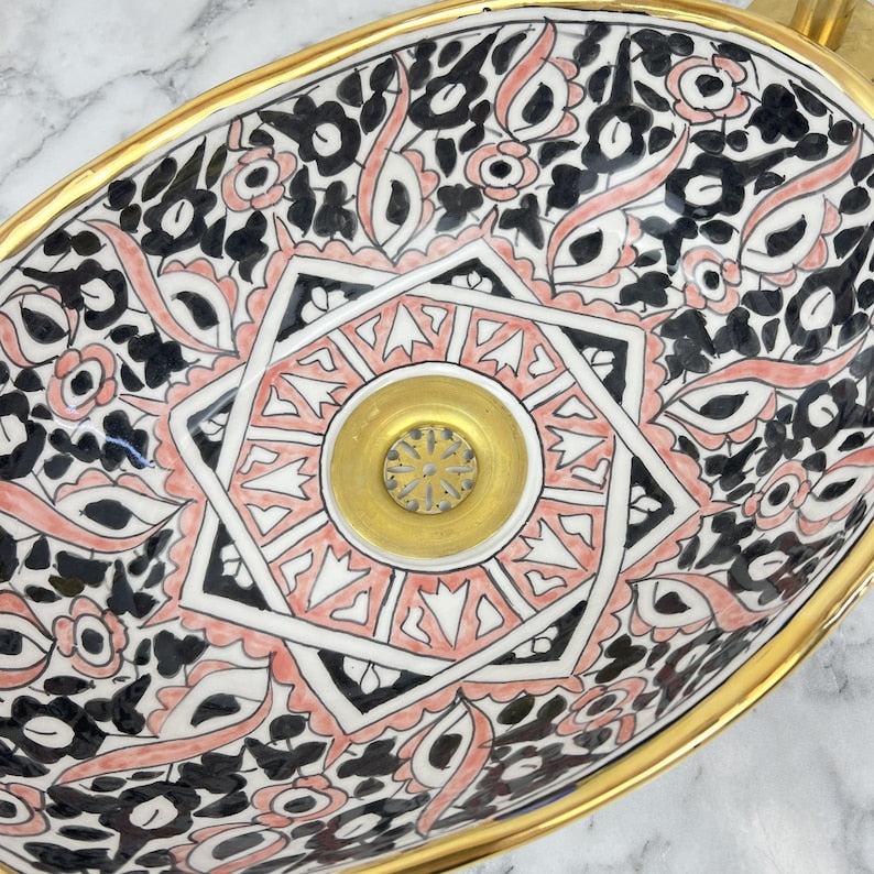 Marokkanisches ovales Keramikwaschbecken im orientalischen Stil #209