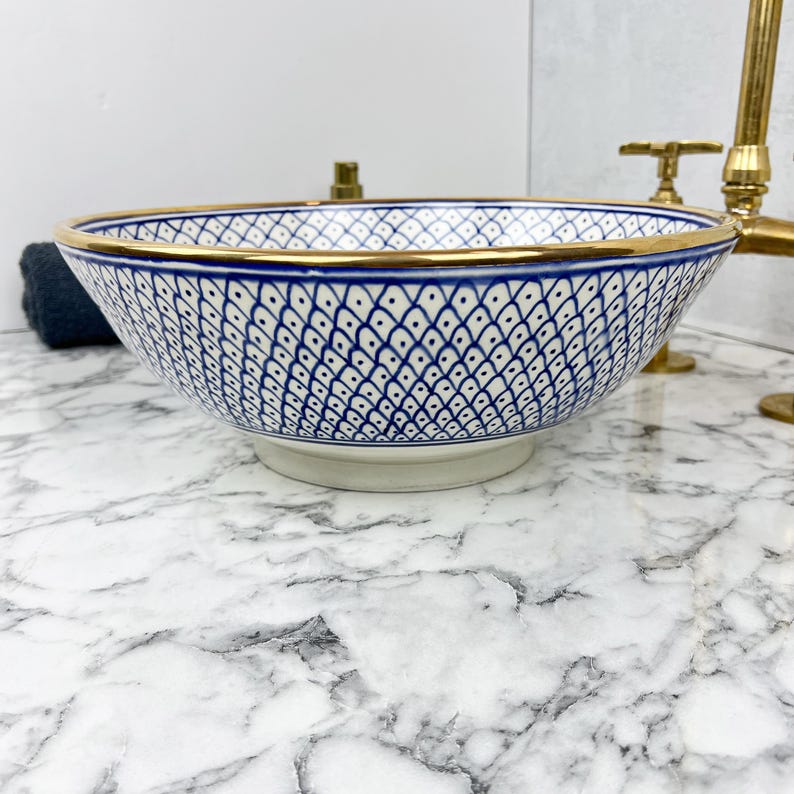 Vasque Marocaine Royale - Rebord doré 14k carats #53L