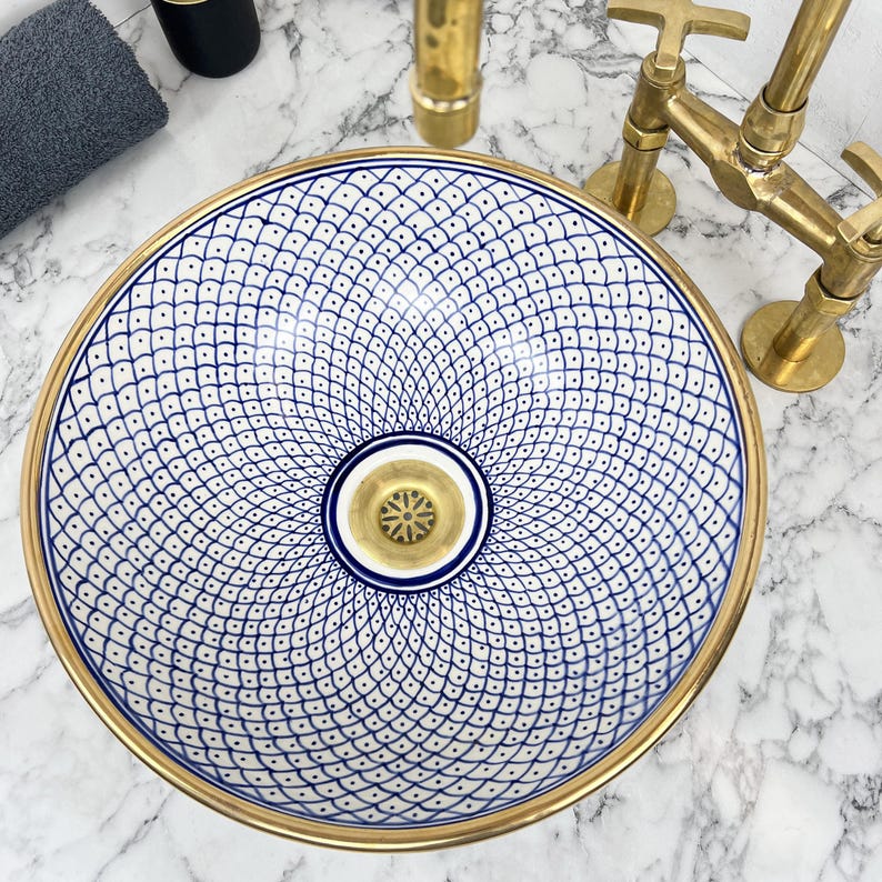 Vasque Marocaine Royale - Rebord doré 14k carats #53L