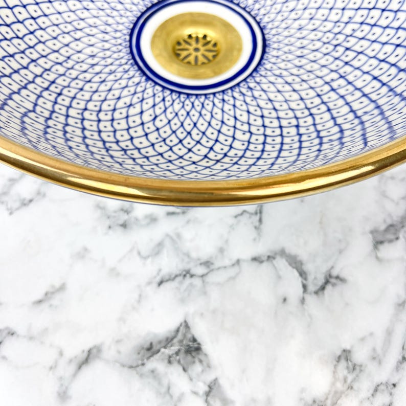 Vasque Marocaine Royale - Rebord doré 14k carats #53L