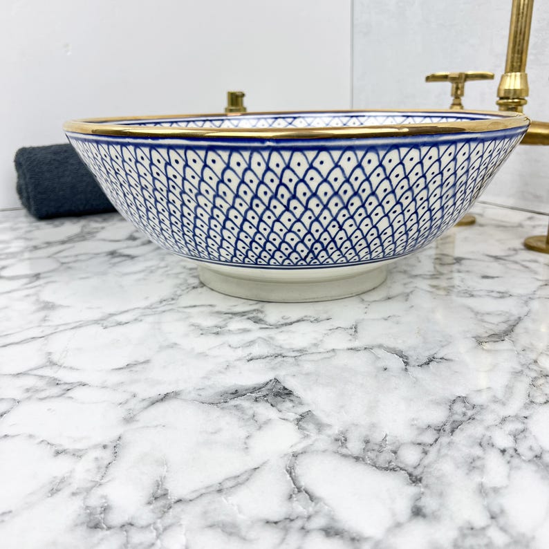 Vasque Marocaine Royale - Rebord doré 14k carats #53L