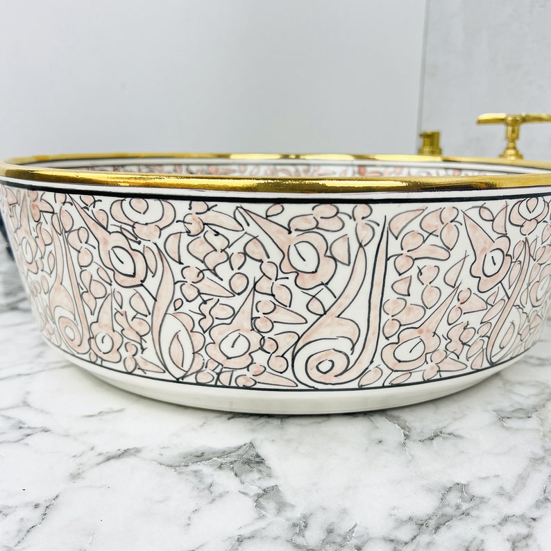 Royal Moroccan Sink - 14k golden rim #53F