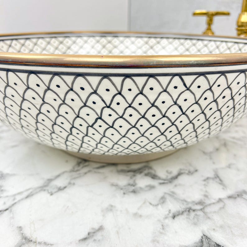Vasque Marocaine Royale - Rebord doré 14k carats #53D