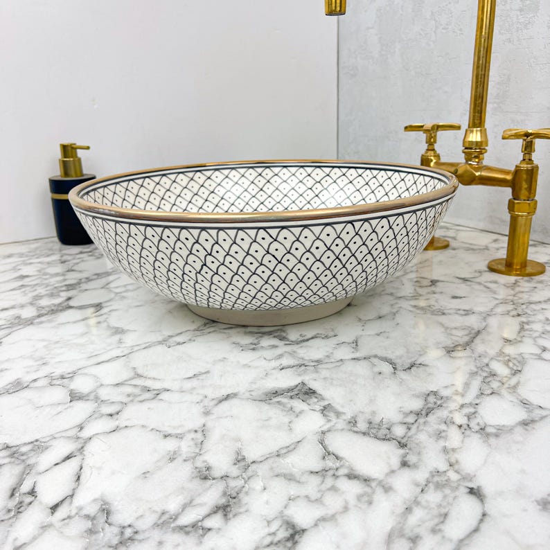 Vasque Marocaine Royale - Rebord doré 14k carats #53D