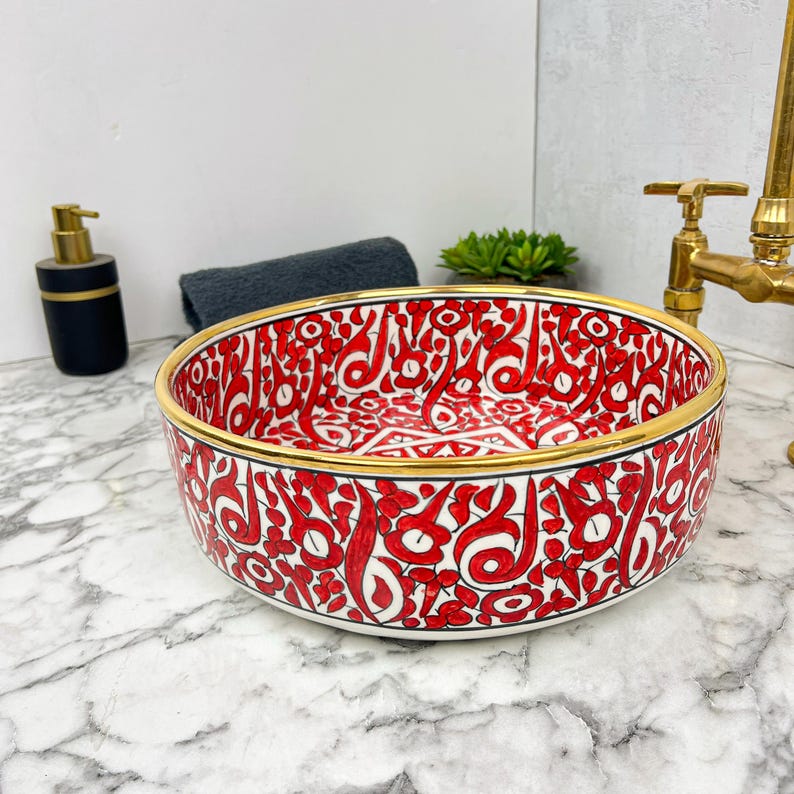 Royal Moroccan Sink - 14k golden rim #53M
