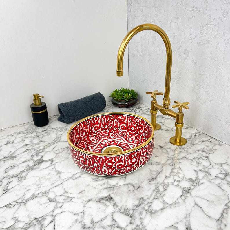 Royal Moroccan Sink - 14k golden rim #53M