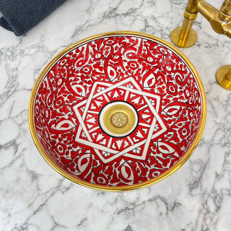 Royal Moroccan Sink - 14k golden rim #53M