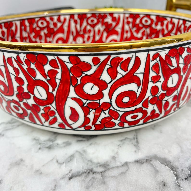 Royal Moroccan Sink - 14k golden rim #53M