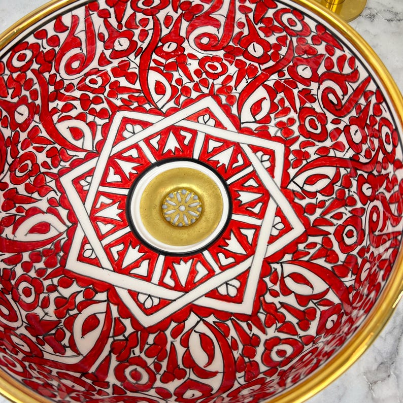 Royal Moroccan Sink - 14k golden rim #53M