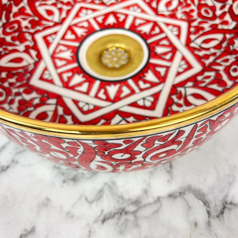 Royal Moroccan Sink - 14k golden rim #53M