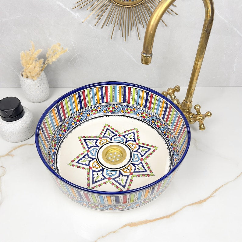 Marokkanisches Keramikwaschbecken im orientalischen Stil #249
