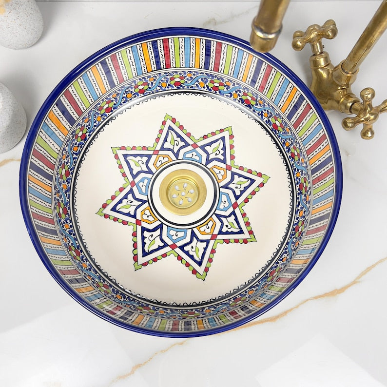 Marokkanisches Keramikwaschbecken im orientalischen Stil #249
