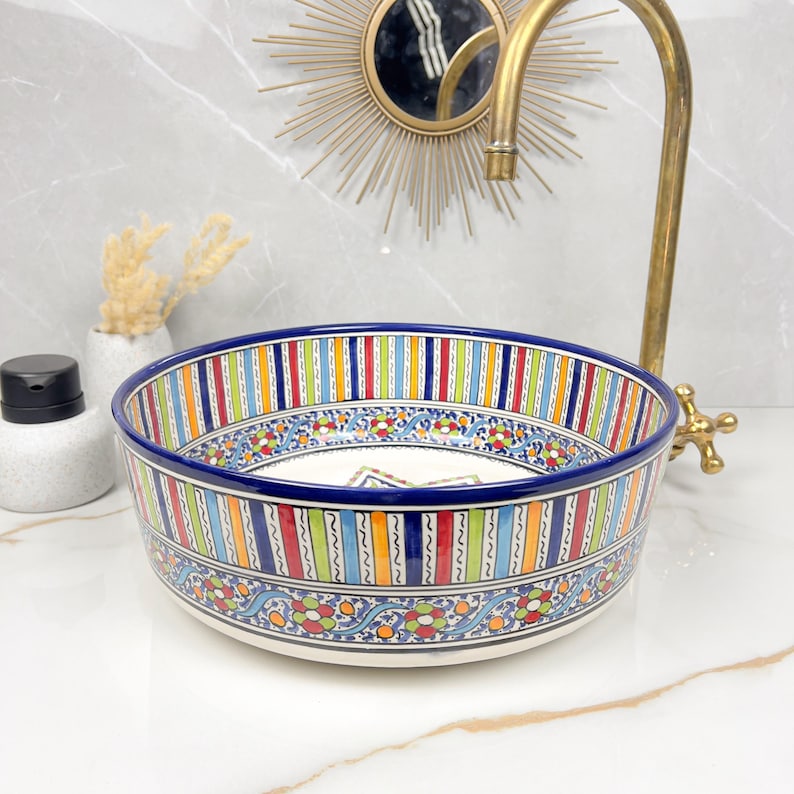 Marokkanisches Keramikwaschbecken im orientalischen Stil #249