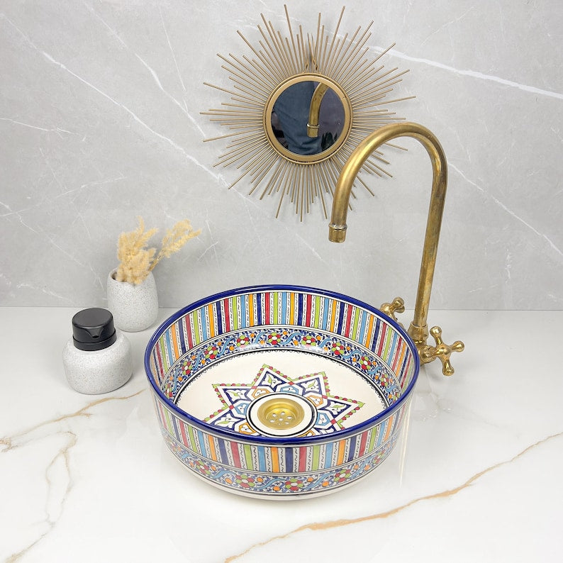 Marokkanisches Keramikwaschbecken im orientalischen Stil #249