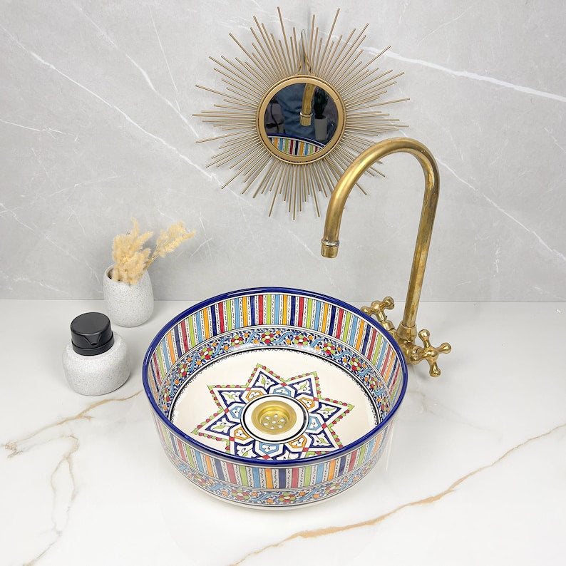 Marokkanisches Keramikwaschbecken im orientalischen Stil #249