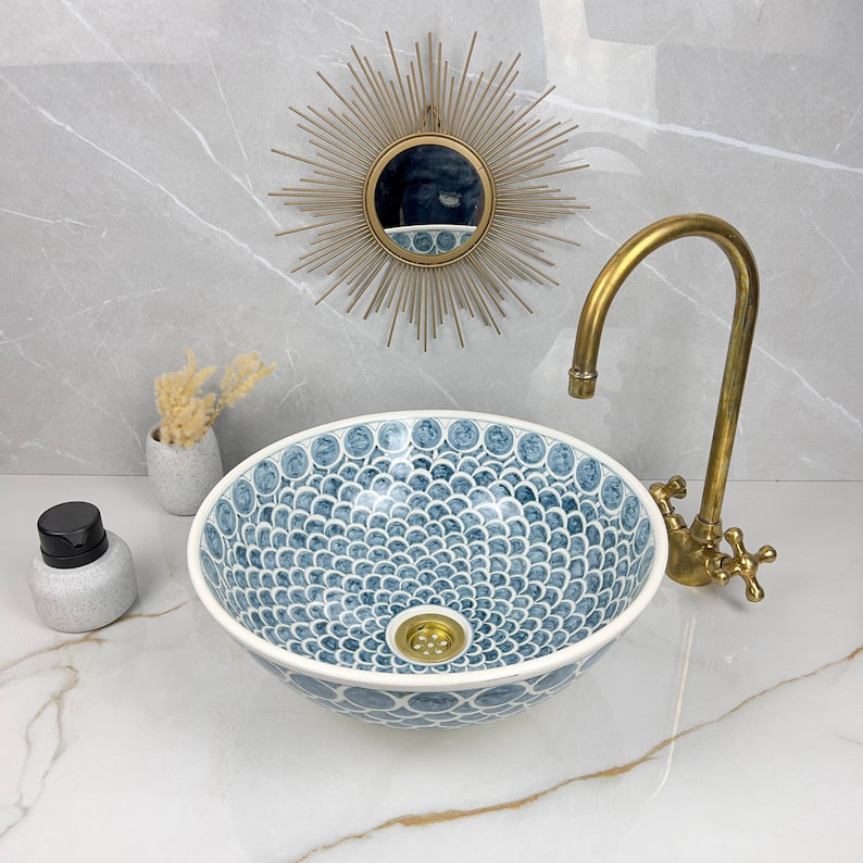 Marokkanisches Keramikwaschbecken im orientalischen Stil #250