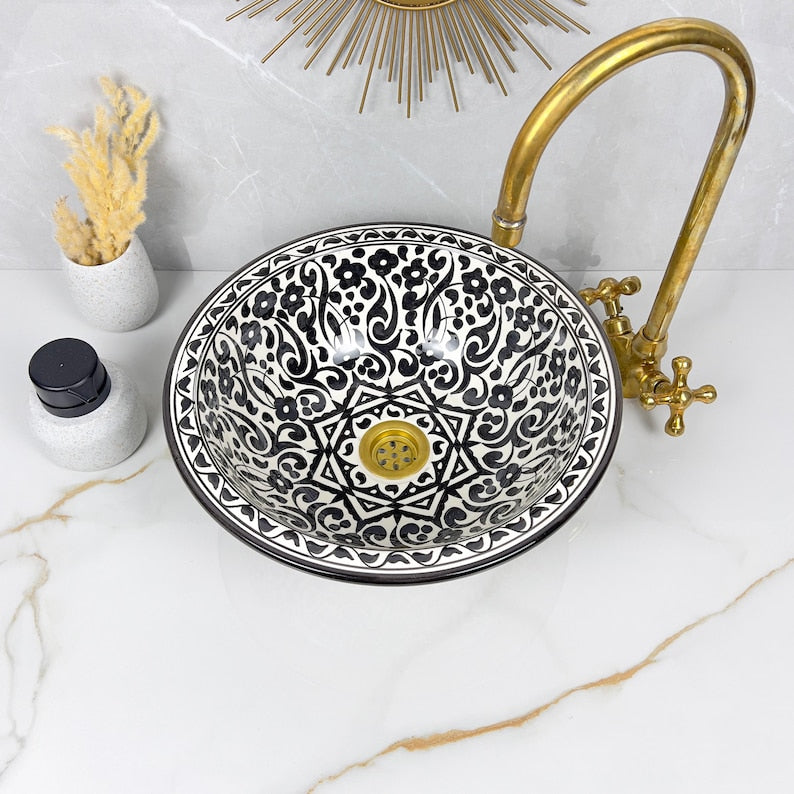 Marokkanisches Keramikwaschbecken im orientalischen Stil #286