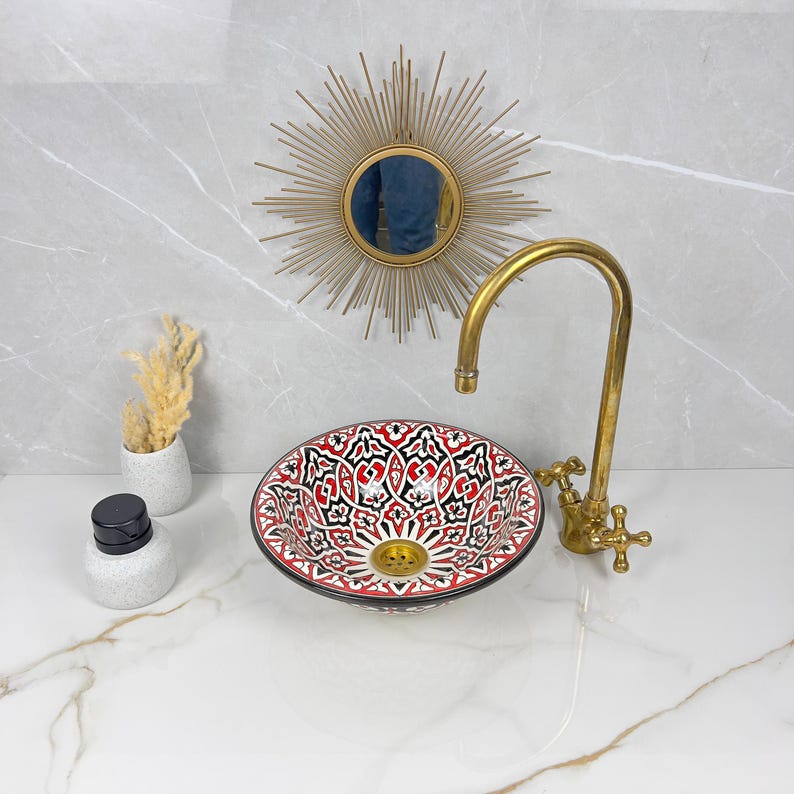 Marokkanisches Keramikwaschbecken im orientalischen Stil #281