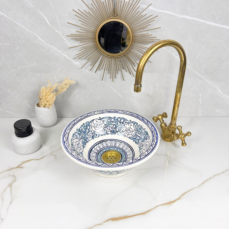 Marokkanisches Keramikwaschbecken im orientalischen Stil #255