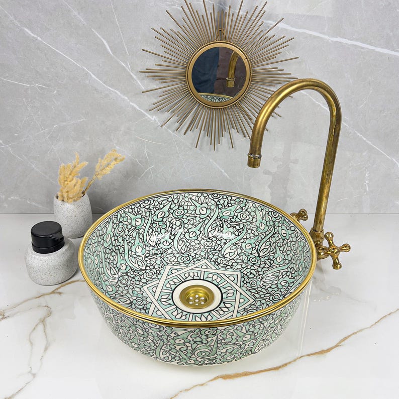 Königliches marokkanisches Becken – 14 Karat Goldrand Nr. 225