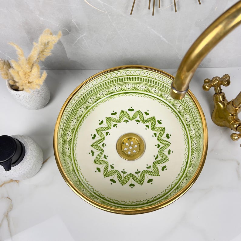 Königliches marokkanisches Becken – 14 Karat Goldrand Nr. 223