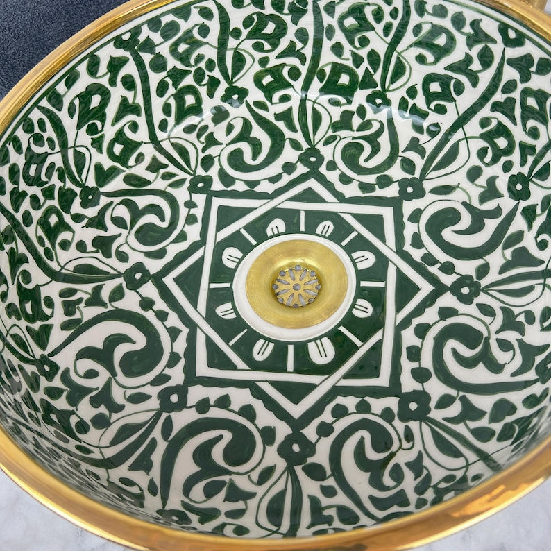 Royal Moroccan Sink - 14k golden rim #53B
