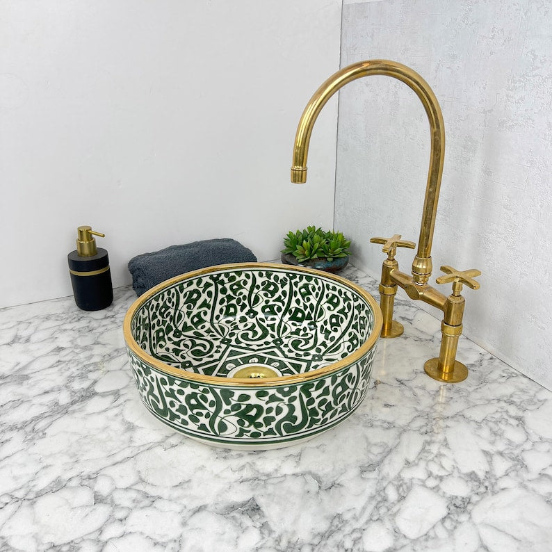Royal Moroccan Sink - 14k golden rim #53B