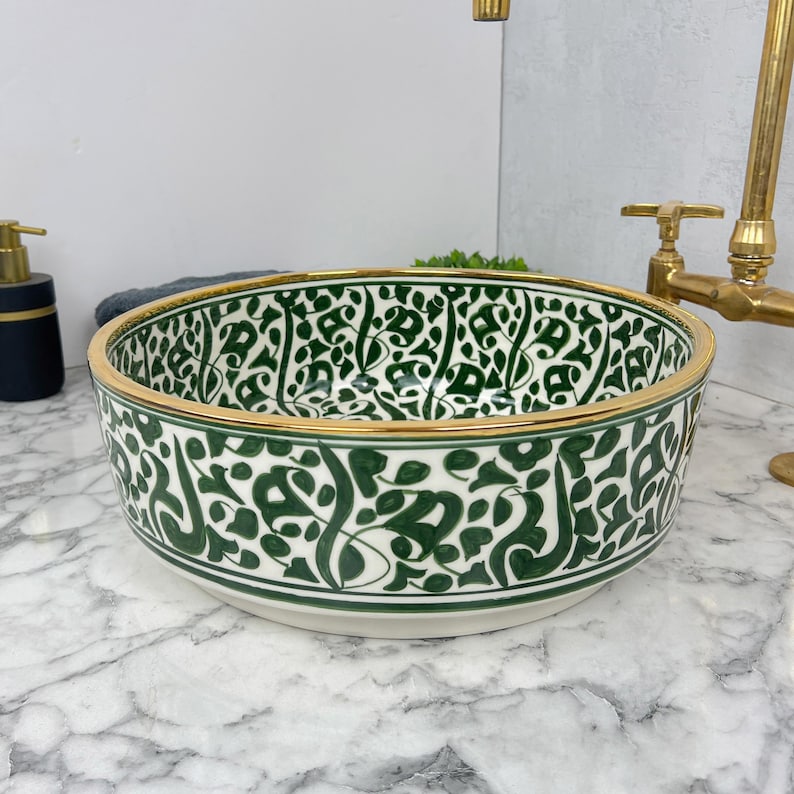 Royal Moroccan Sink - 14k golden rim #53B