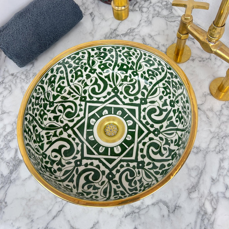 Royal Moroccan Sink - 14k golden rim #53B