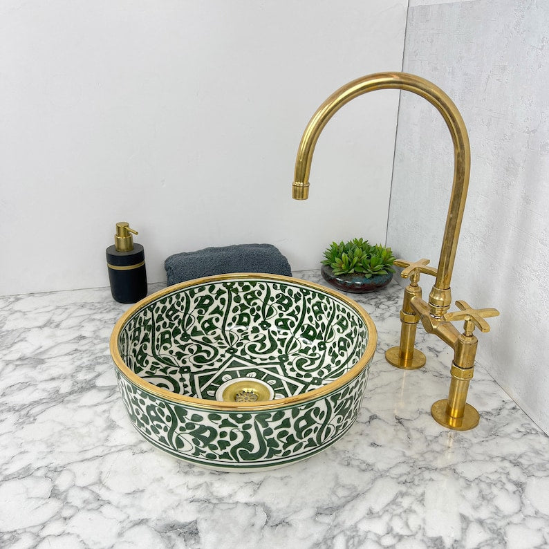 Royal Moroccan Sink - 14k golden rim #53B