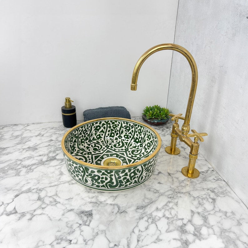 Royal Moroccan Sink - 14k golden rim #53B